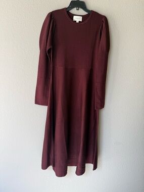 Pomander Place Wine Long Sleeve Midi Dress